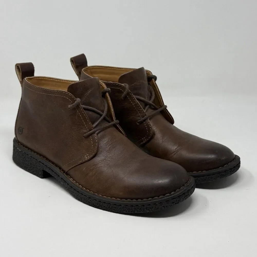 Born Harrison Chukka Boots Mens 9 M Distressed Brown Leather Hipster Preppy